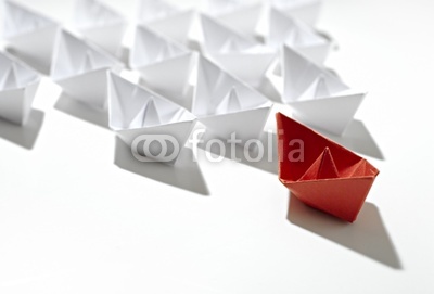 isolated leader paper ship